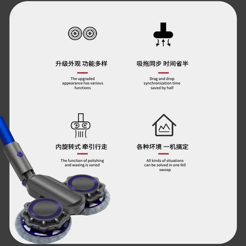 Applicable to Dyson V7V8V10V11V12V15 vacuum cleaner electric mop head V6 wet and dry floor wipe head accessories