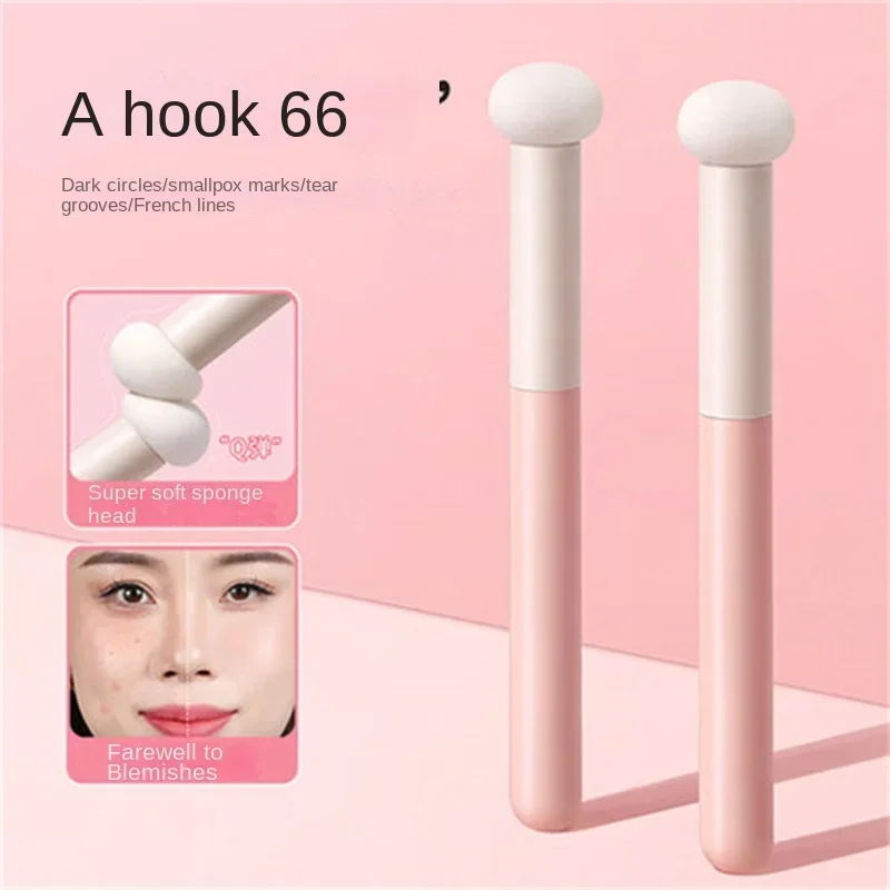 コンシーラー-スポンジヘッドブラシ,丸いヘッドカバー,涙,黒い目の汚れ,ブラシレス,乾式および湿式の二重使用,新品