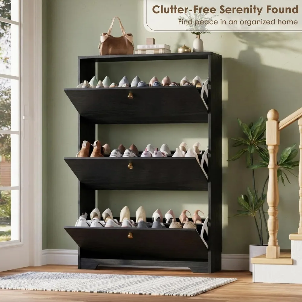 

Shoe Cabinet with 3 Flip Drawers, Narrow Shoe Organizer Cabinet, Freestanding Shoe Rack Cabinet, Morden Shoe, Customized