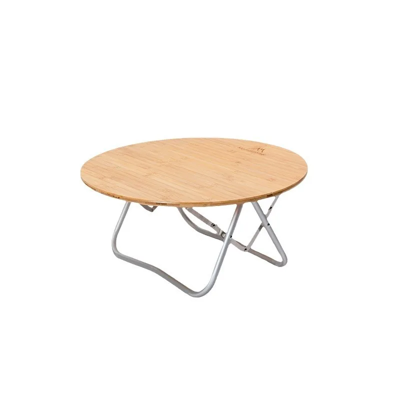 Round wooden table outdoor camping camping half folding round table leisure portable
