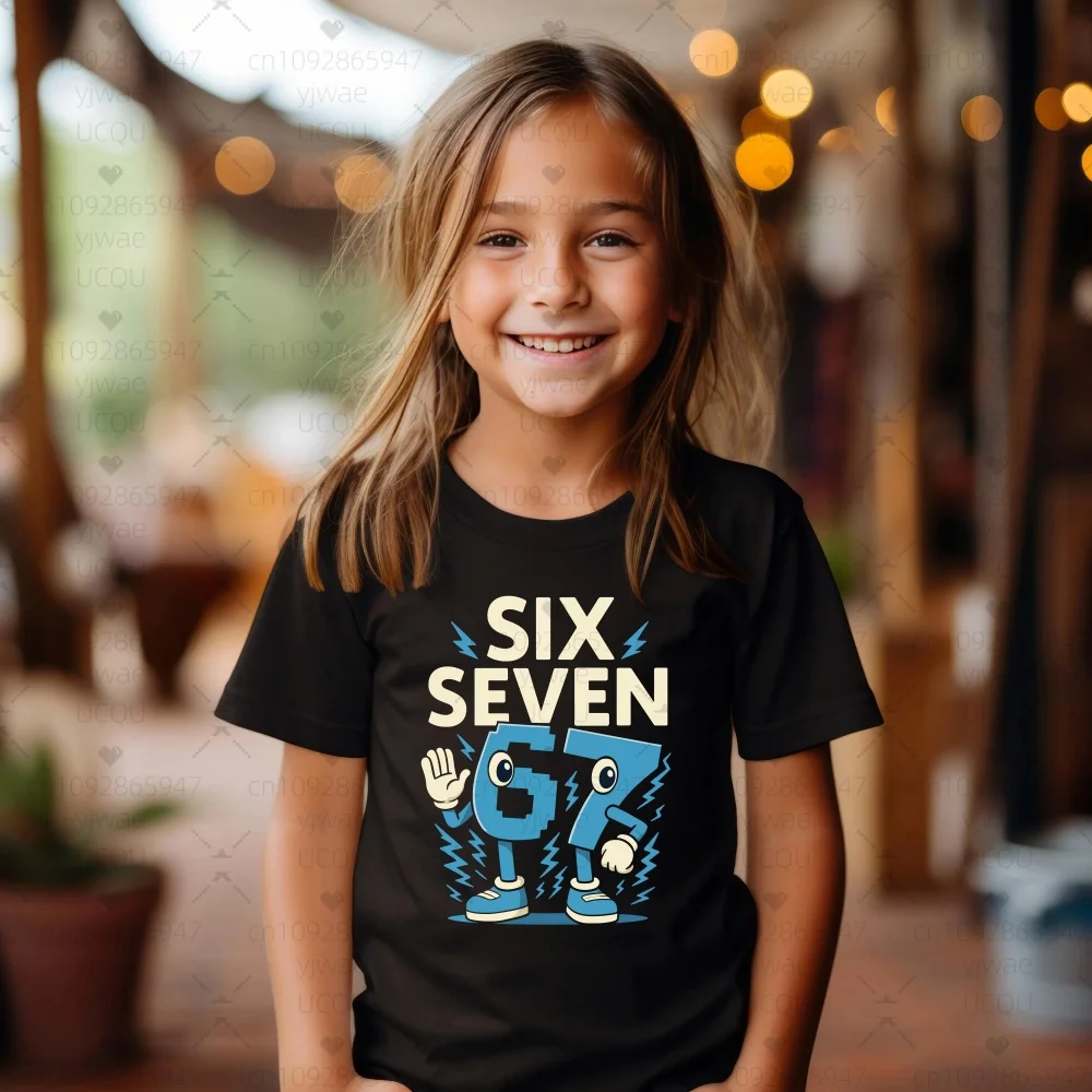 أطفال تأثيري ستة سبعة 67 قميص، مضحك عدد الكرتون تي شيرت، لطيف شخصية الاطفال المحملة، الفتيان الفتيات الجرافيك الأعلى تأثيري الملابس #4