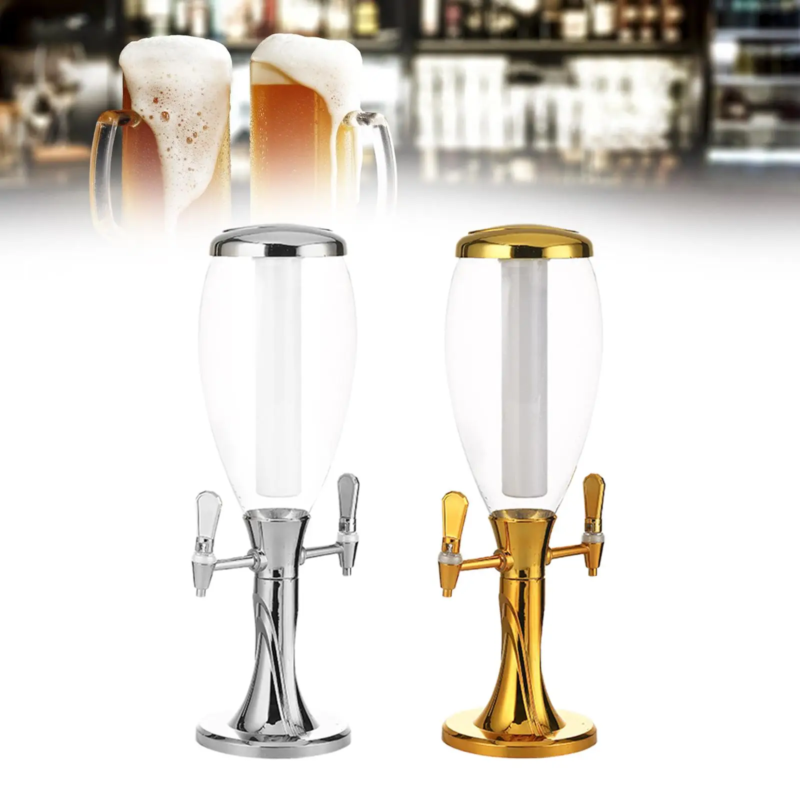 Beer Tower 1.5L to 3L Beer Pourer Stable Beverage Juice Dispenser Beer Dispenser with Spigot for Outdoor Bars Party Home Wall