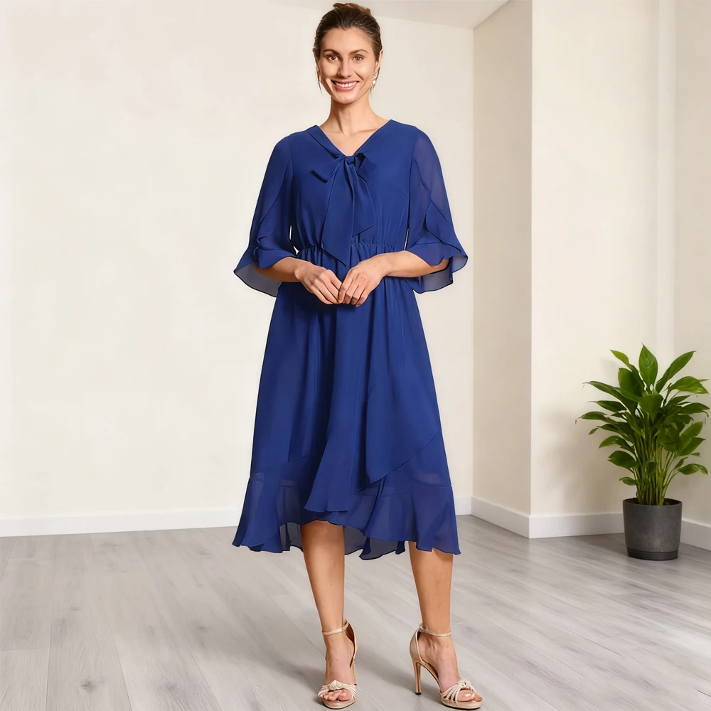 

Royal Blue Mother of the Bride Dresses Modern Straples Wedding Party Gowns Zipper Back 3/4 Sleeve New 2025 Vestido De Customized