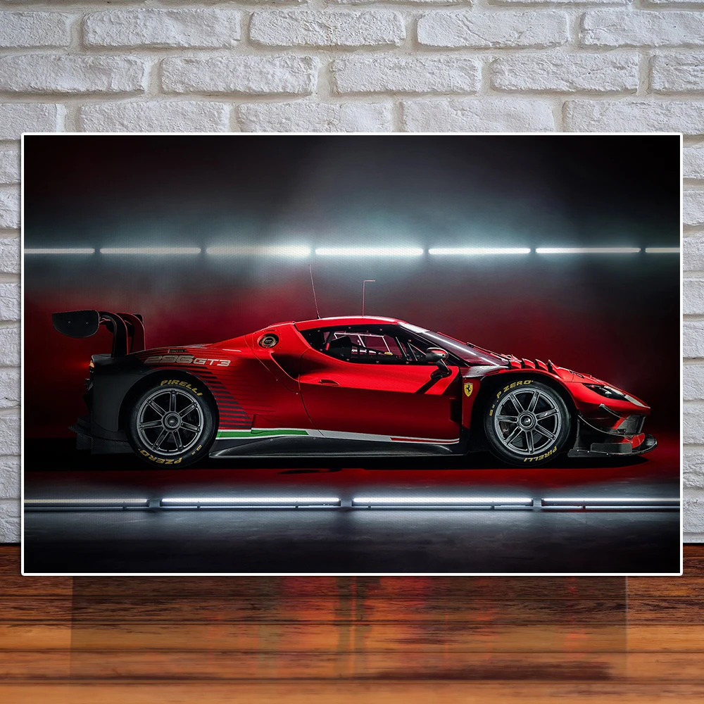 

Modern Luxury Racing 296 GT3 Canvas Painting Sports Car Poster Print Supercar Club Wall Art Mural Living Room Home Decoration