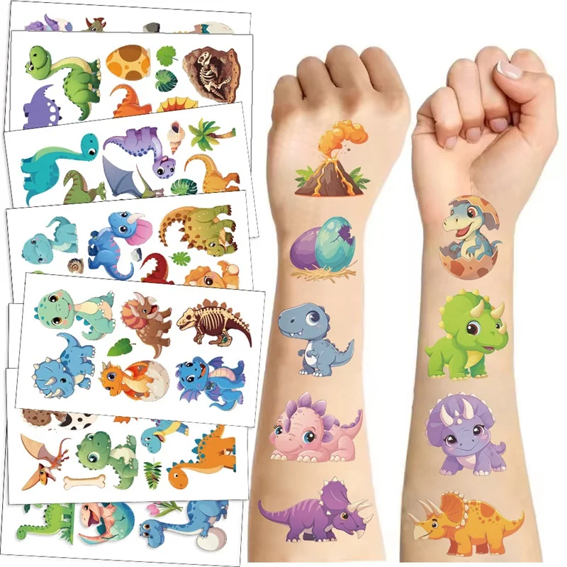 

10Sheets Cartoon Dinosaur Small Tattoo Stickers Aesthetic Children's Washable Decoration Scrapbooking Stationery School Supplies