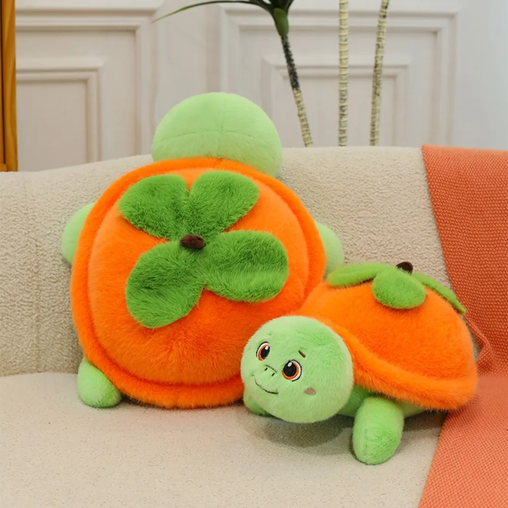 

Novelty Persimmon Tortoise Plush Toys Pumpkin Fluffy Turtle Stuffed Doll Soft Cute Turtle Animal Doll Car Decor