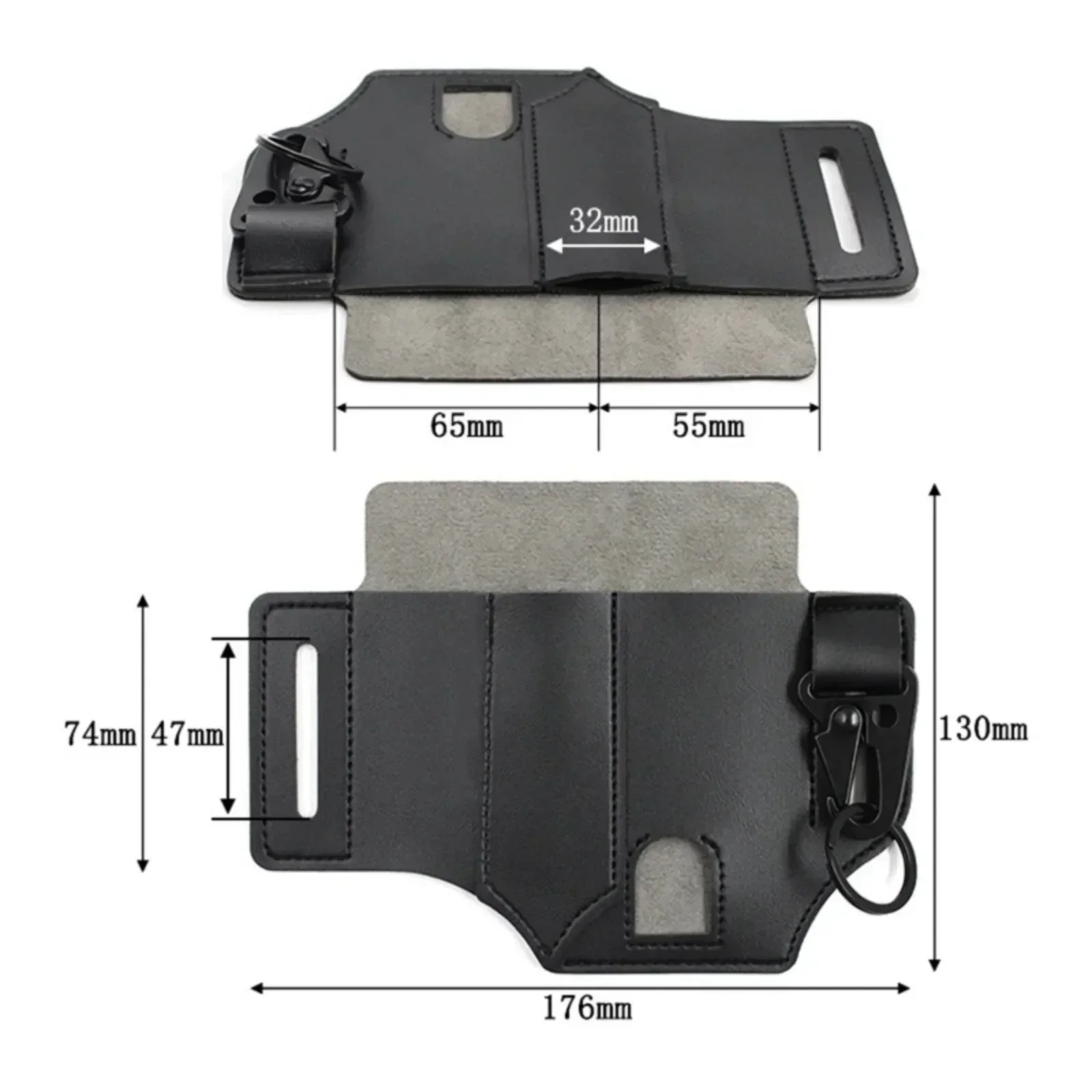 Leather Sheath Multitool Sheath EDC Pocket Organizer with Key Holder for Belt and Flashlight Outdoor Camping Tool