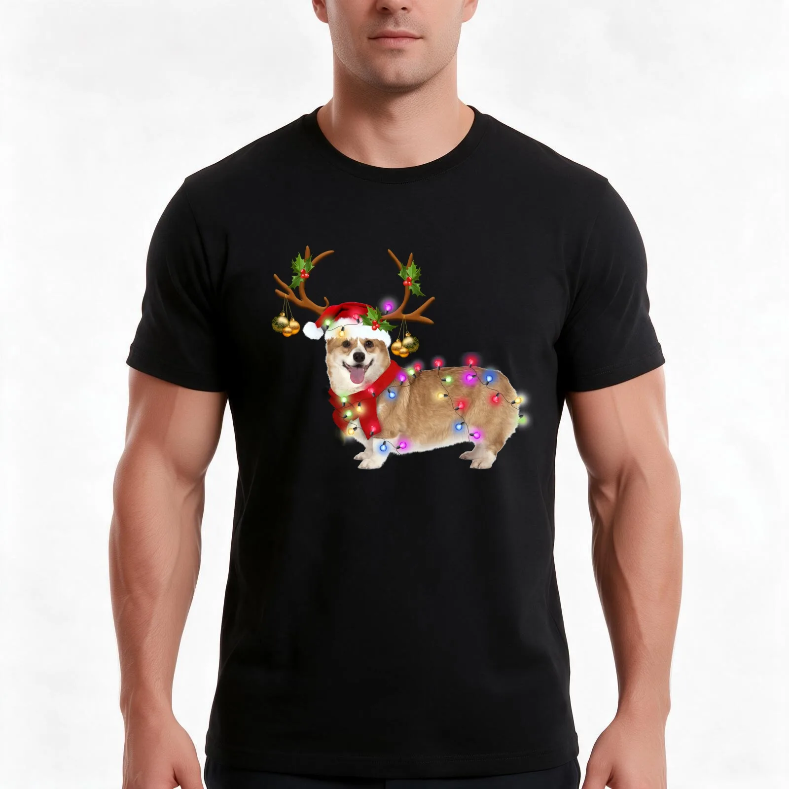 CORGI DOG LOVERS MERRY CHRISTMAS GIFT T-Shirt, Summer Casual Cotton Tee, Oversized Streetwear Tops, Vintage Graphic Print