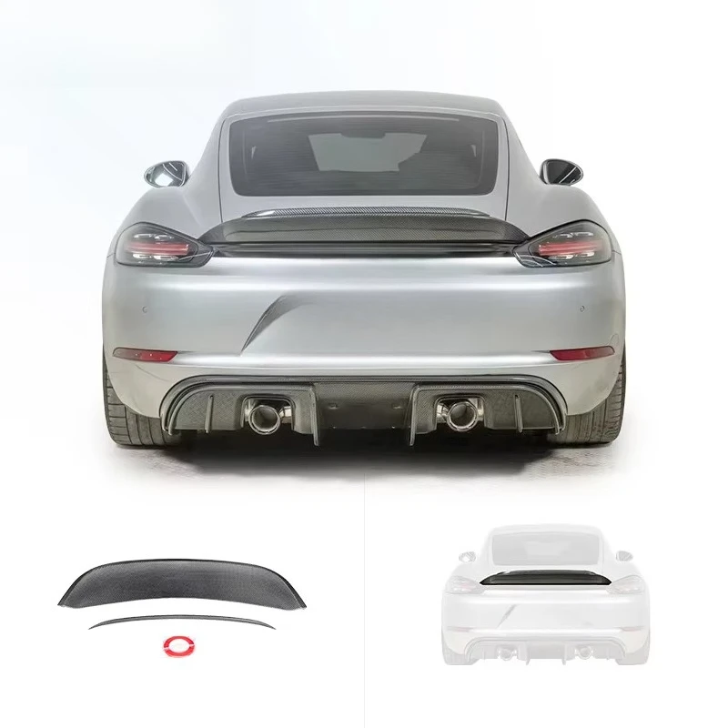 Car Exterior Modification Carbon Fiber Rear Spoiler Ducktail Spoiler for Porsche 718 982C Upgrade Spyder RS Body Kit Upgrade