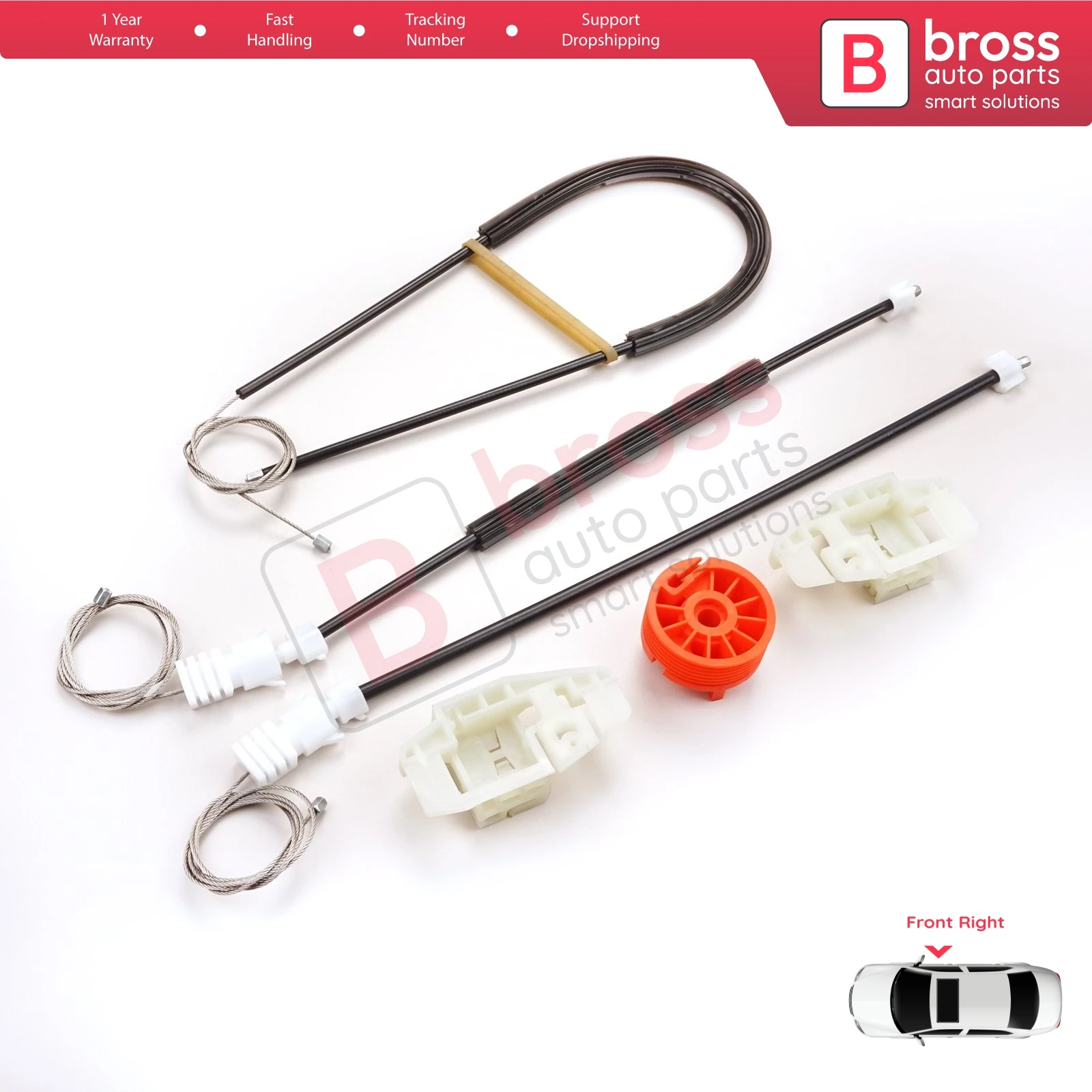 Bross Auto Parts BWR5003ไฟฟ้า Power Window Regulator ชุดซ่อมด้านหน้าสำหรับ Citroen Xsara 1997-2005เรือจากตุรกี