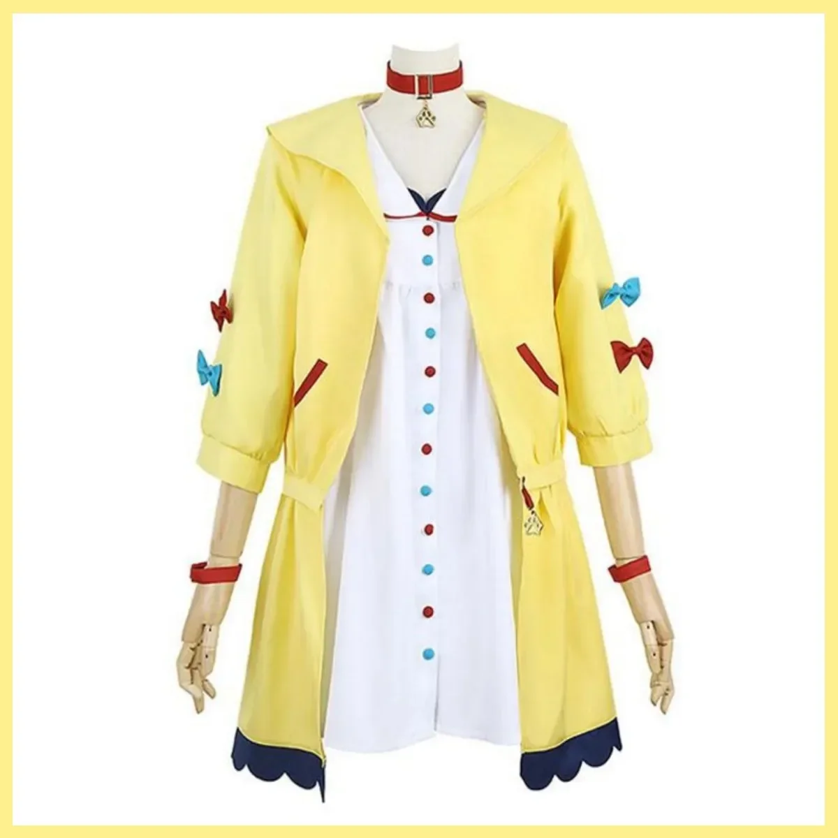 Disfraz de Anime Virtual YouTuber para mujer, traje de Cosplay de Inugami Korone Doggo, abrigo amarillo, vestido, peluca, zapatos, Sexy, encantador, fiesta diaria