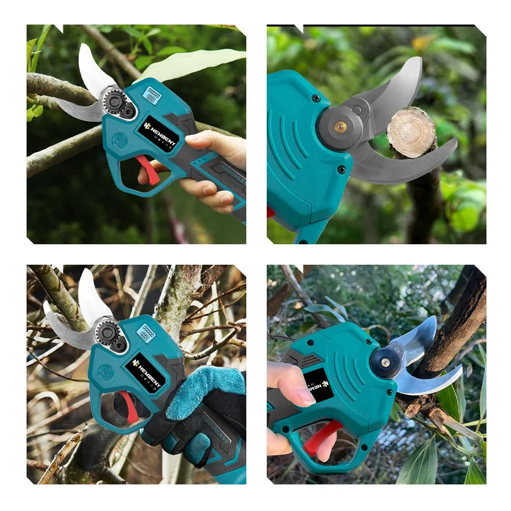NEWBENY 30mm Brushless Electric Pruning Shears 4 Gear Cordless Garden Fruit Tree Bonsai Beautify Tool For Makita Battery Pin