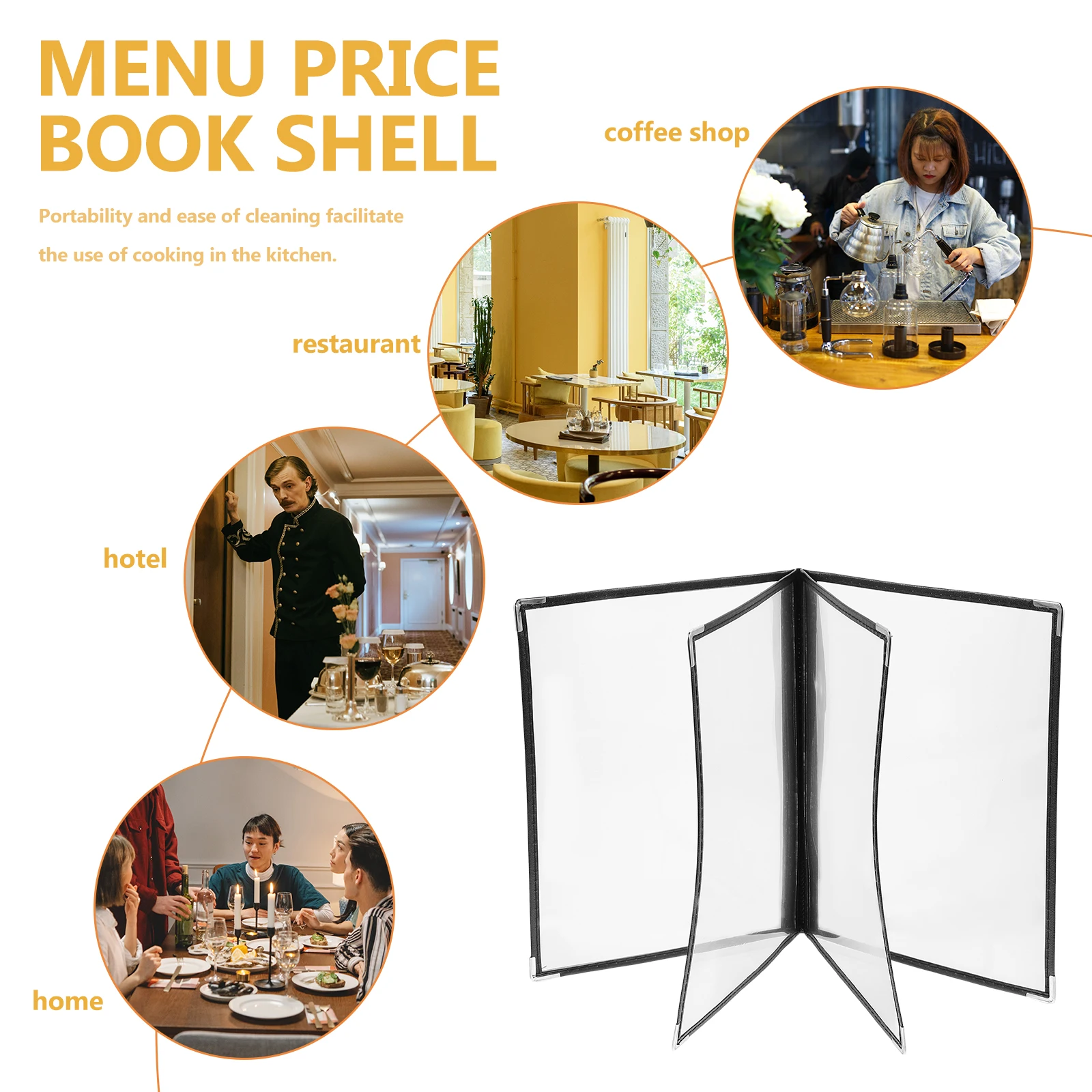 

2pcs Pvc Transparent Menu For Restaurant Coffee Shop Rounded Corner Easy Storage Foldable Portable Kitchen Menu Holder