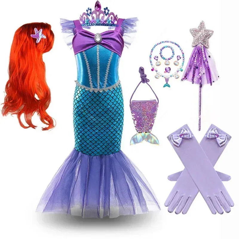 

Girl little mermaid costume fashion kid dress for girls Carnival birthday party clothes cosplay mermaid dress