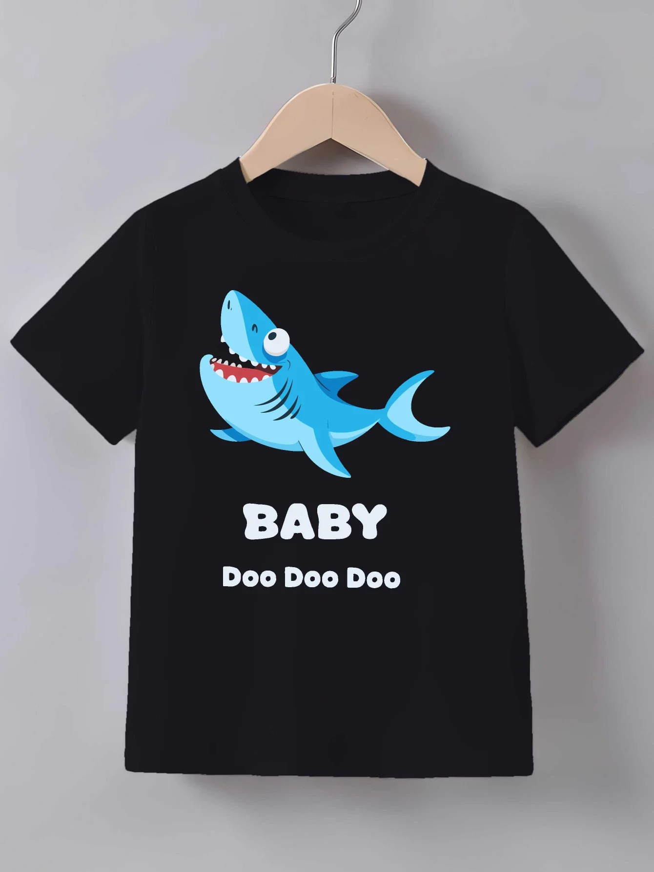 Baby Shark Doo Doo Doo Print T Shirt Family Matching Outfit Boys Girls Kids Short Sleeve Cartoon Children Daily Tees