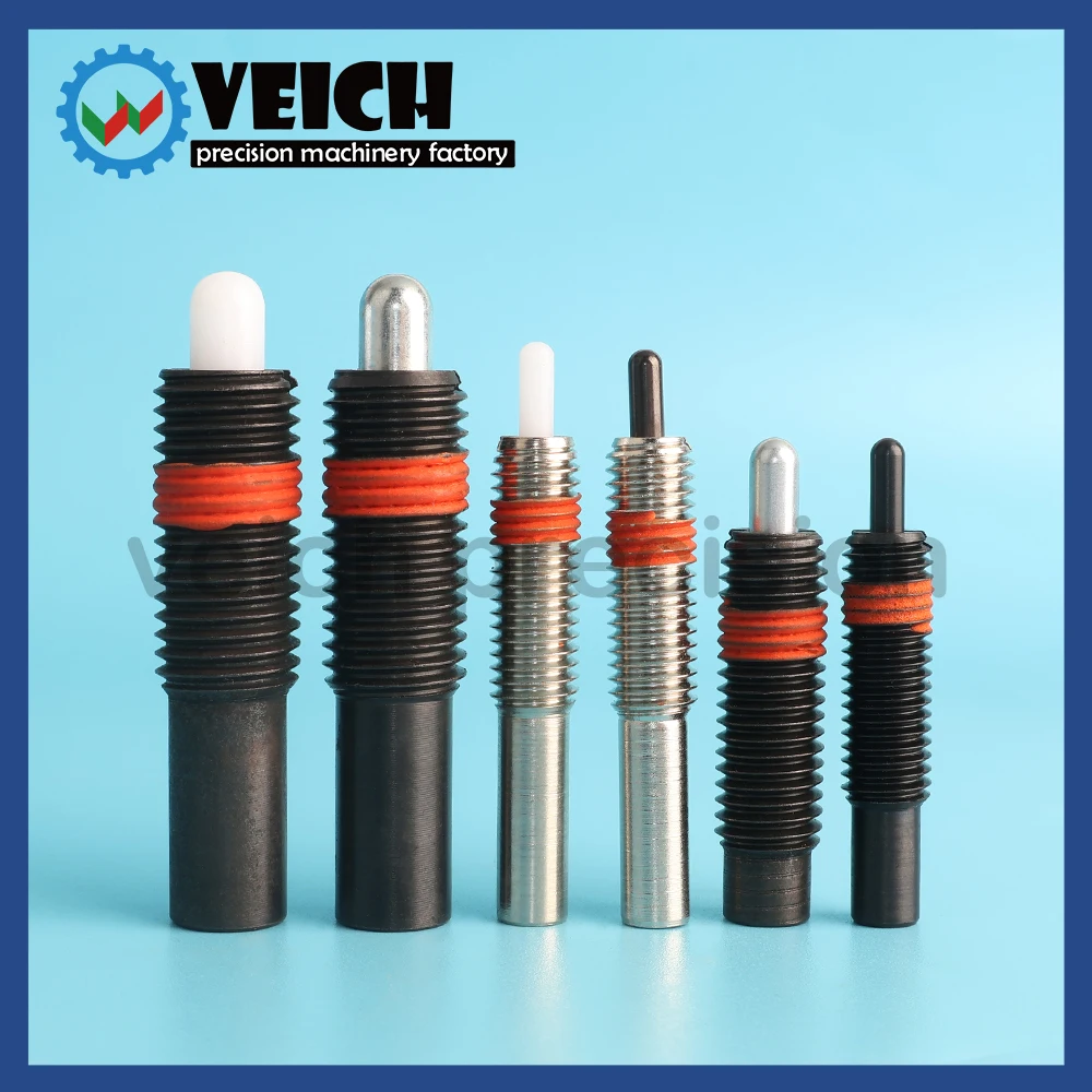 VEICH VCN516 Spring Load Plunger Carbon Steel Pretending Losening POM Pin  Spring Locating Plunger Semi-threaded Plunger M3~M30