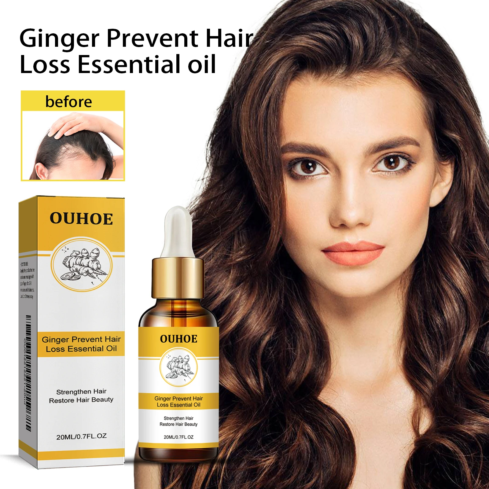 Ginger Prevent Hair Loss Essential Oil for Strong & Firm Hair Repair Moisturizing Hair Roots Accelerate Hair Growth Massage Oil