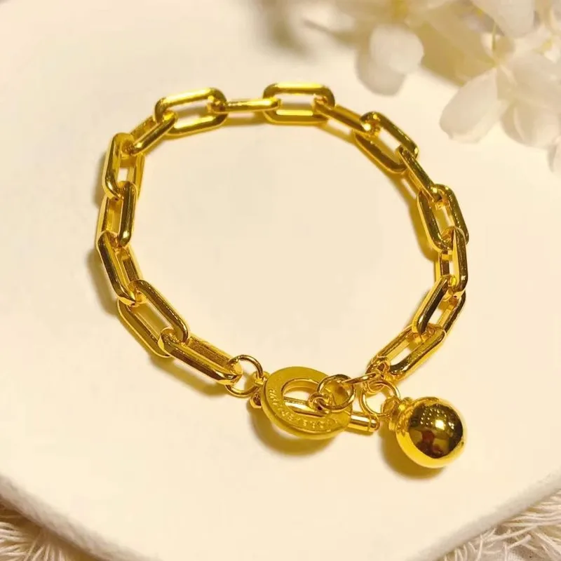 

Gold Colored Bracelet OT Buckle Chain New Fashion Personality High Appearance Temperament Birthday Gift for Girlfriend