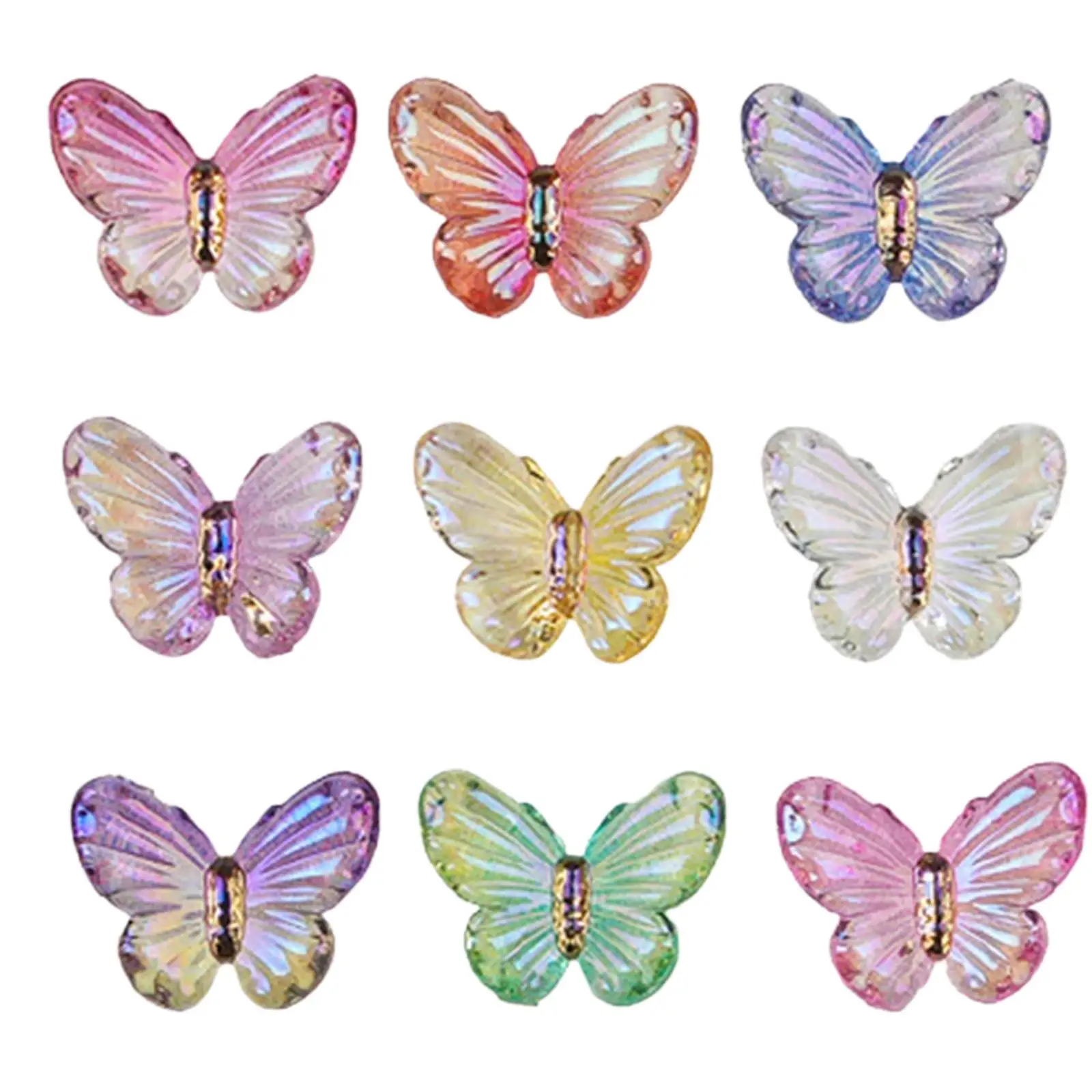Pegatinas de mariposa con purpurina para decoración de uñas, conjunto de dijes 3D para uñas, calcomanías de resina para mujeres y niñas, accesorios de decoración de uñas DIY
