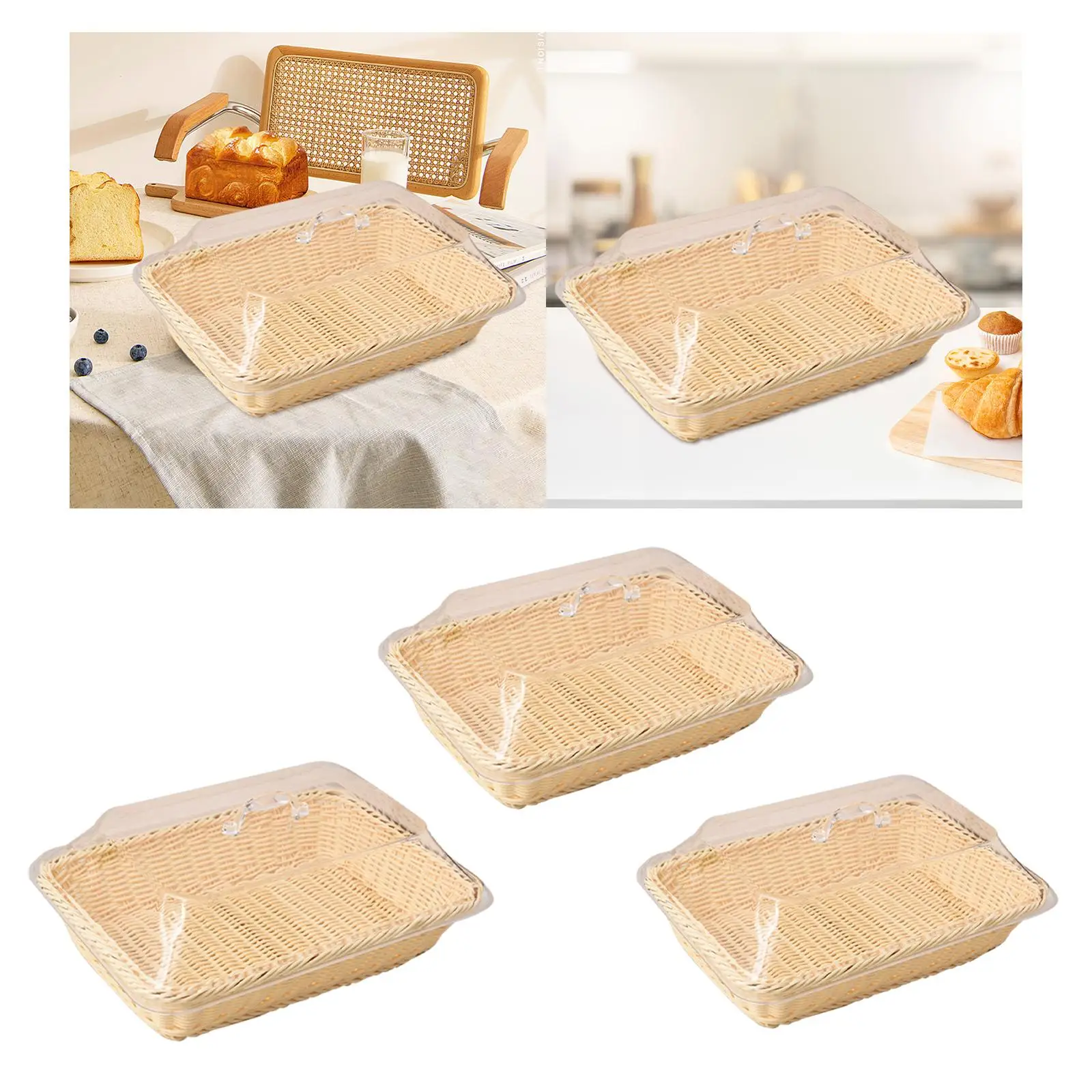 

Bread Basket Imitation Rattan Food Serving Tray for Picnic Table Restaurant