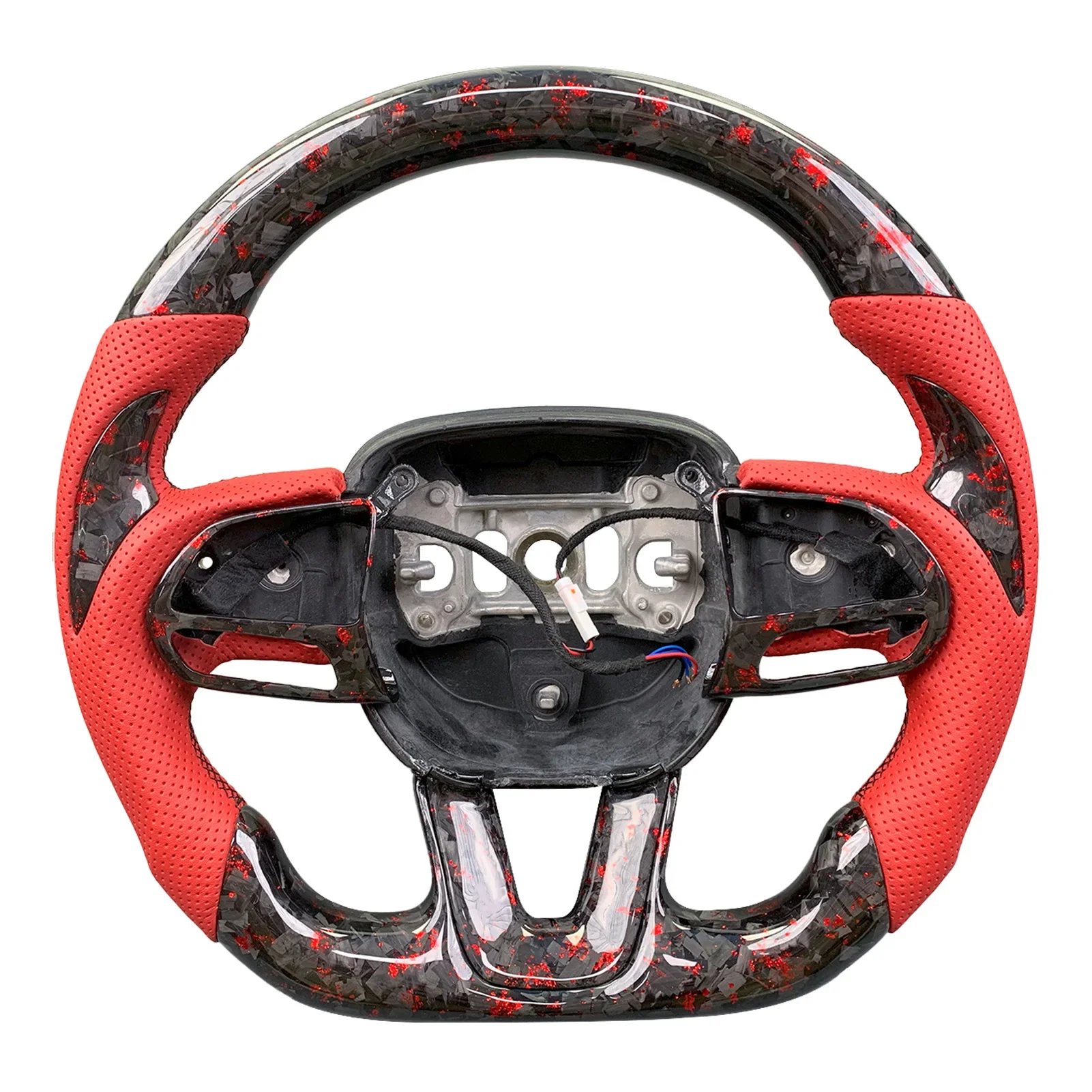 Customized Leather & Carbon Fiber Steering Wheel For Dodge Hellcat Charger Challenger SRT