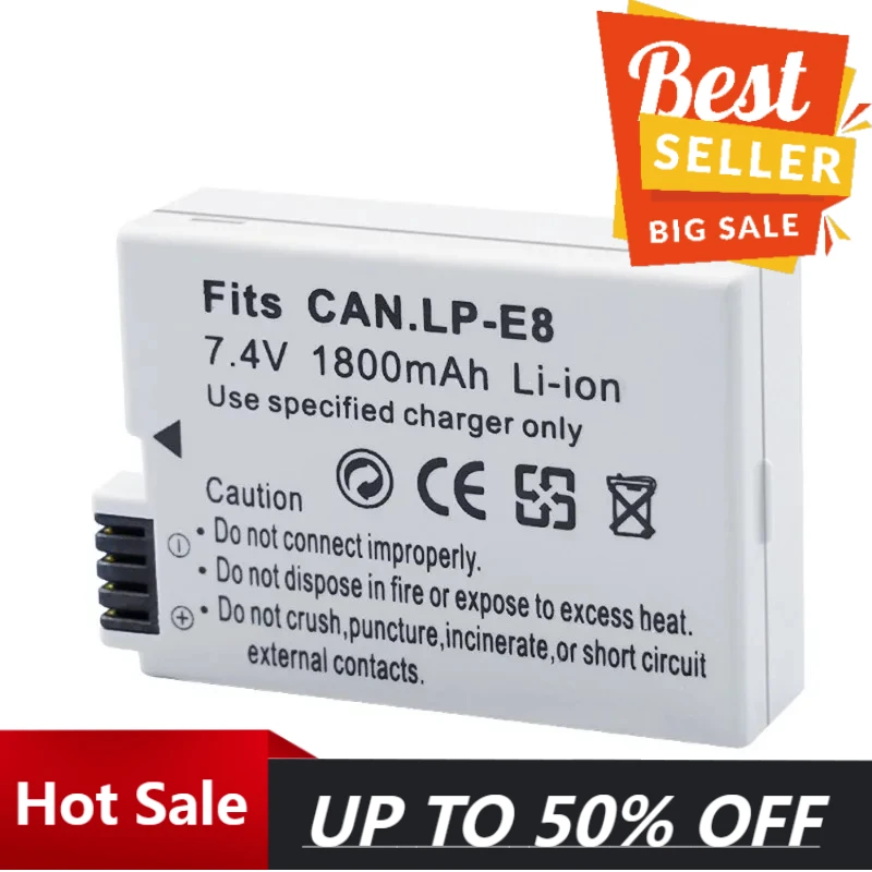 5PCS 1800mAh LP-E8 Camera Battery for Canon EOS 600D 650D 700D Kiss X4 X5 X6i X7i Rebel T2i T3i T4i T5i Batterie