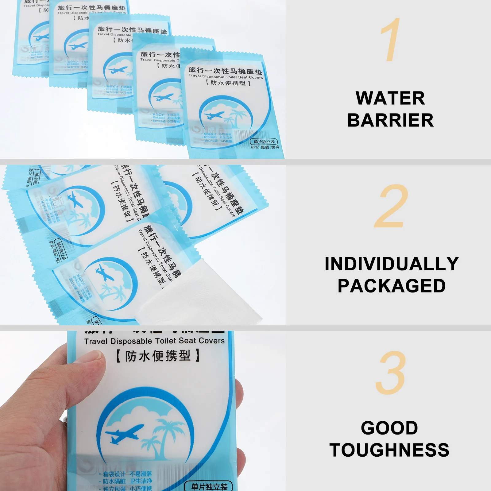 

50pcs Disposable Toilet Seat Covers Po Film Waterproof Tear Resistant For Travel Public Restroom Airplane Portable Use