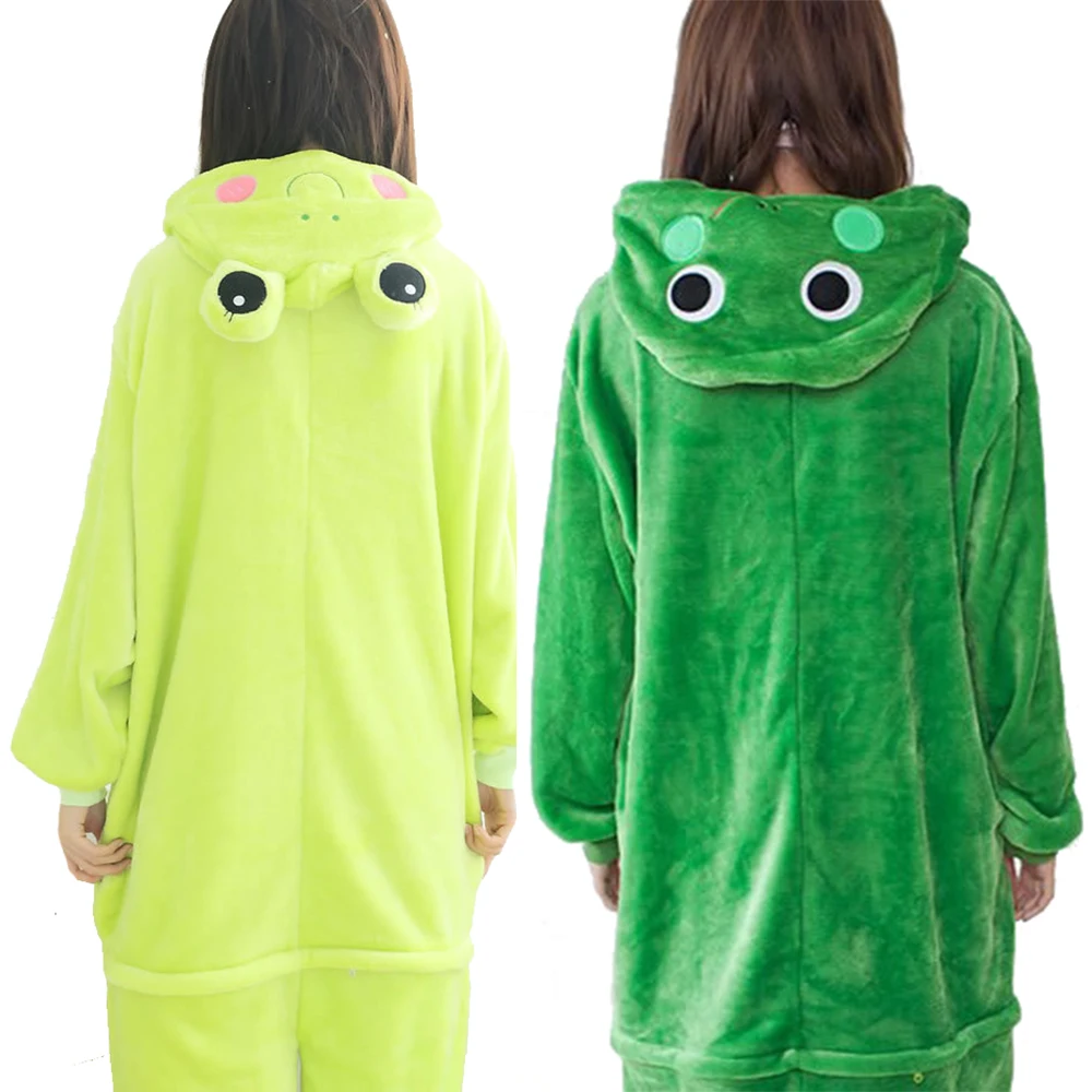 Green Frog Pajamas Kigurumi Women Animal Onesie For Adults Men One-Piece Jumpsuit Sleepwear Halloween Christmas Cosplay Costume