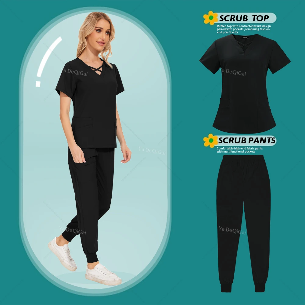 Conjunto Médico Quirúrgico para mujer, uniforme de enfermera de Hospital, ropa de trabajo para salón de belleza, Top de pantalones clínicos, traje de enfermería para médico de Spa