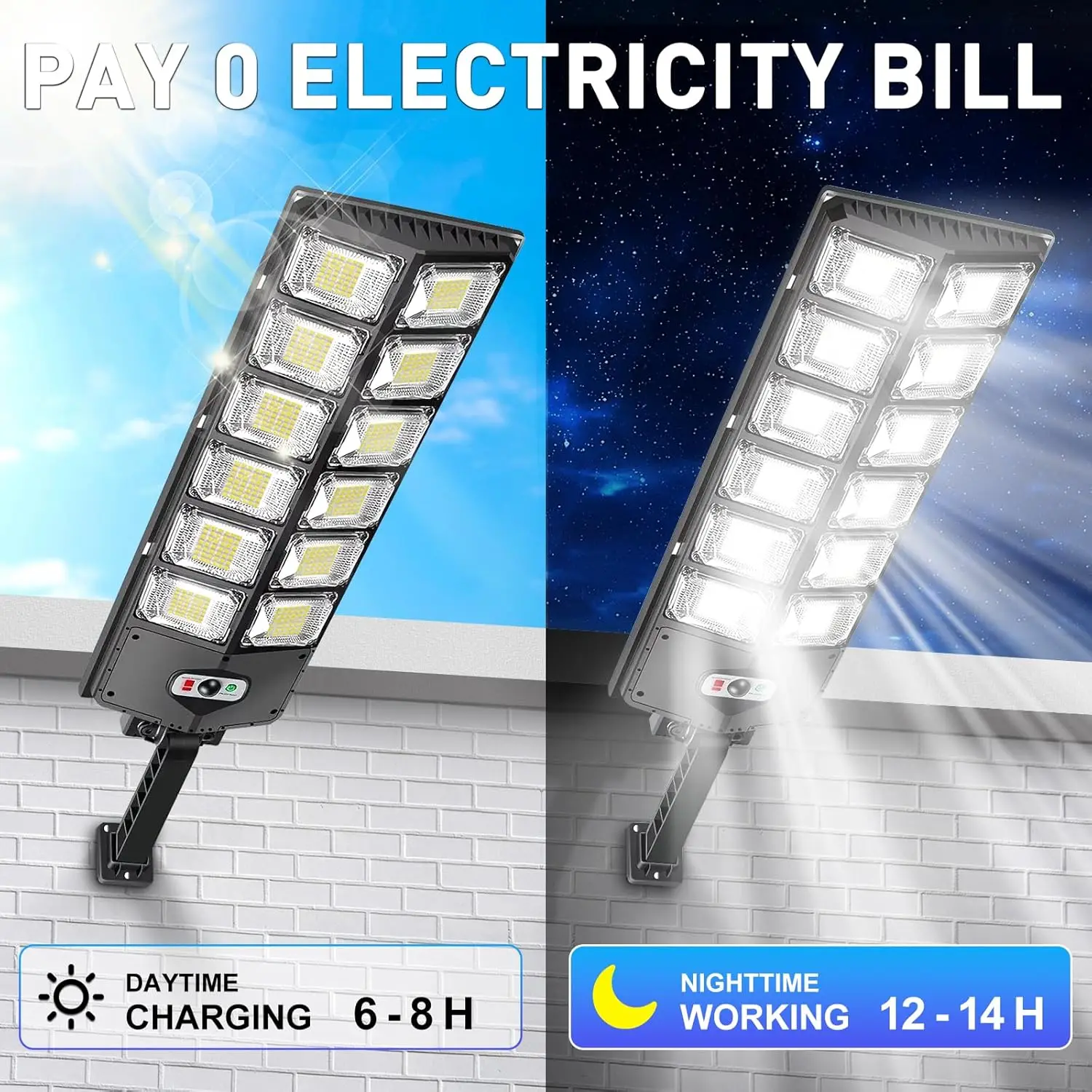 Outdoor Solar Street Light High Power with Solar Sensor Remote Control Wall Flood Light for Yard Garage Garden 504/336/240 LEDs