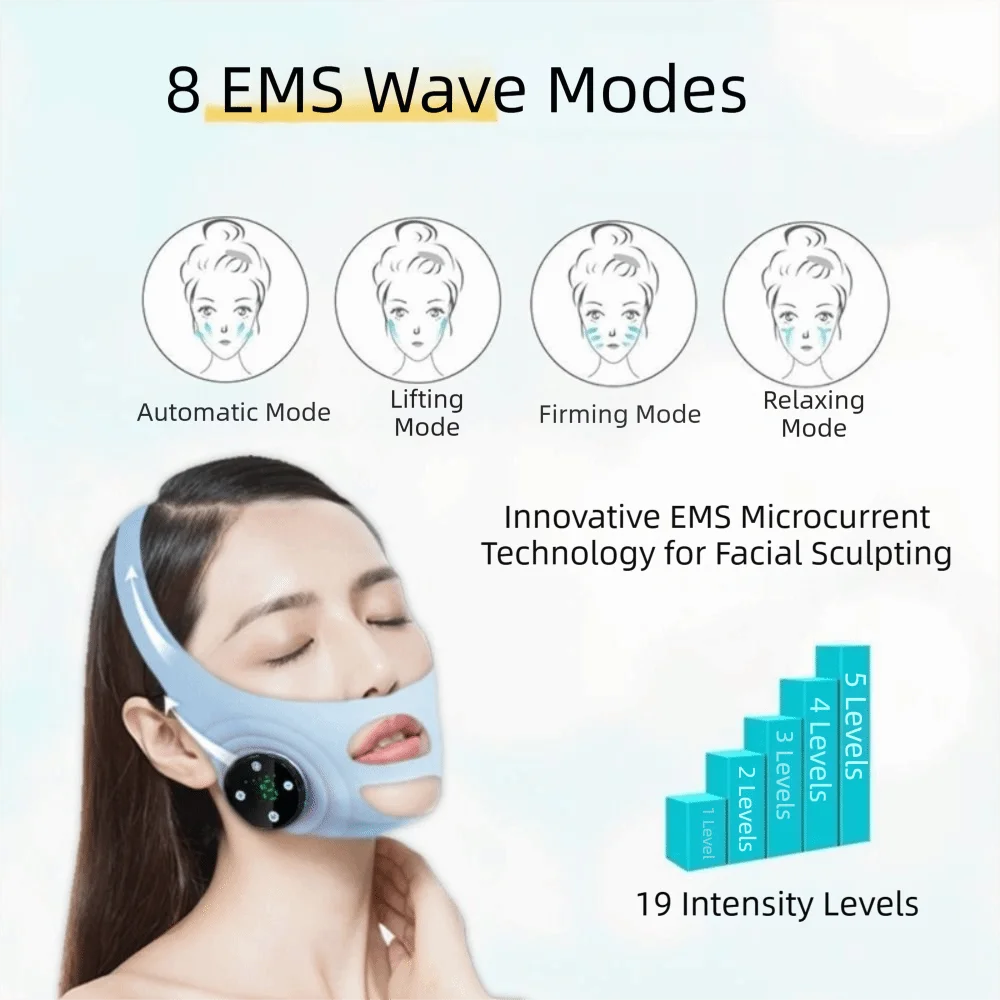 Thin Face V Face Lifting Bandage Firming Facial Smart Pulse V Face Lifting Mask Skin Tightening EMS Microcurrent