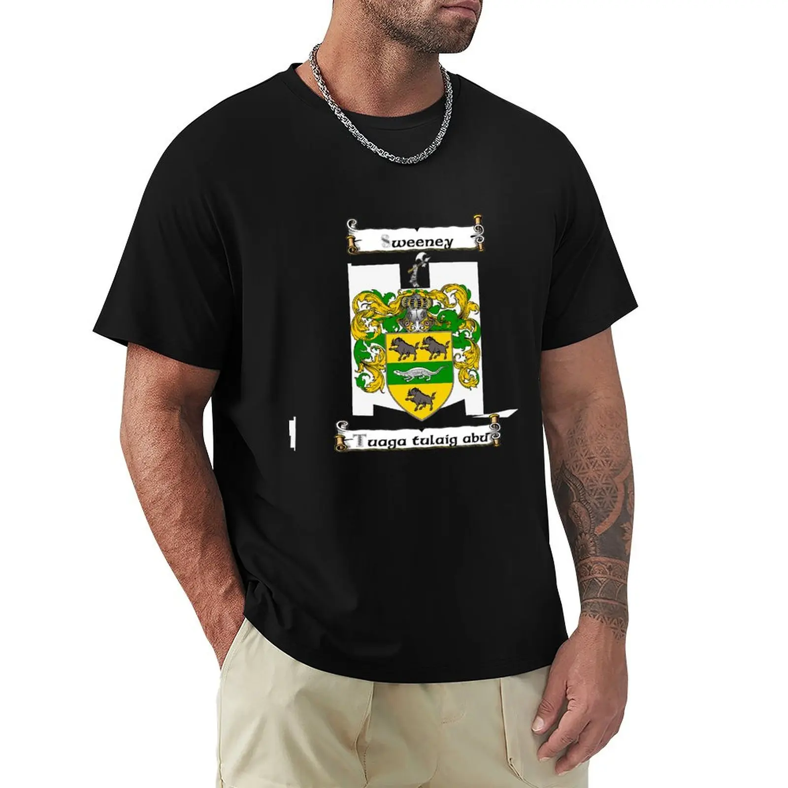 

Sweeney Family Crest and Motto T-Shirt Soft Basic Cotton Short Sleeve Tee