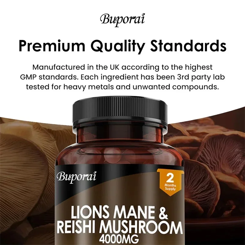 Lions Mane & Reishi Mushroom 4000mg - Improve Mood, Improves Cognitive Function, Enhances Memory and Concentration view 5