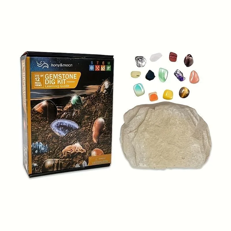 KIKOWHY DIY Rock & Mineral Excavation Kit, Educational Archaeology Dig Toy, Creative Jewelry Making & Beading Craft, Unique Gift for Archaeology Lovers, Great for Halloween, Christmas & Holiday Celebrations