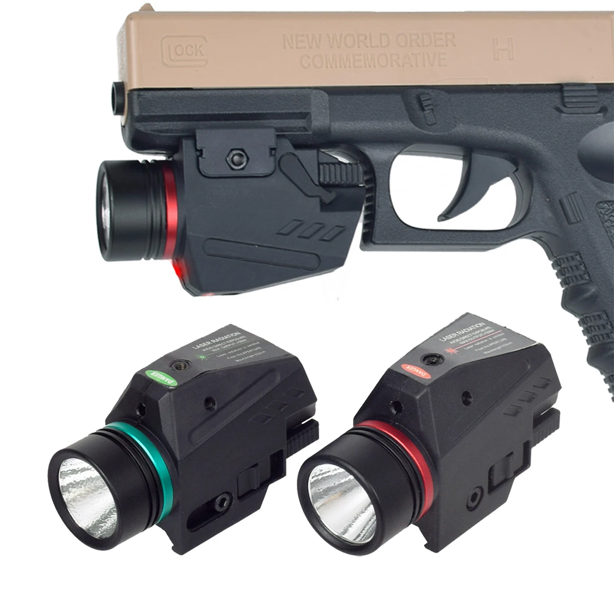 Tactical Weapon LED Light With Battery For Glock 17 19 RD/GN Sight Combo LED Flashlight Airsoft Pistol CZ75 20mm Rail