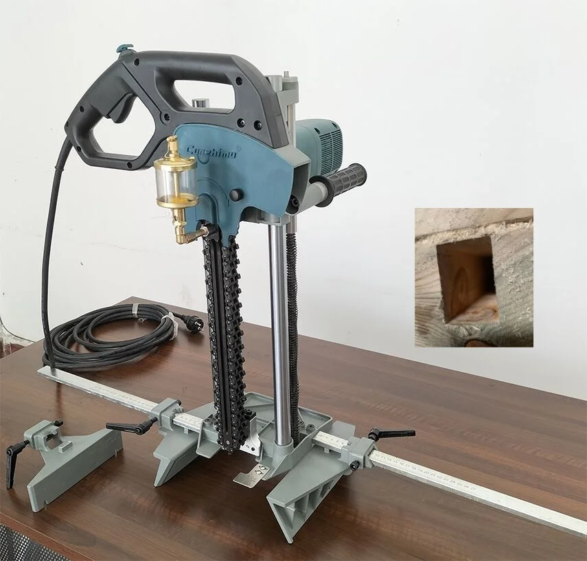 2500W Chisel Mortiser Machine Chain Mortising Machine Wood Mortising Square Hole Drill Machine 170mm Drilling Depth Mortising
