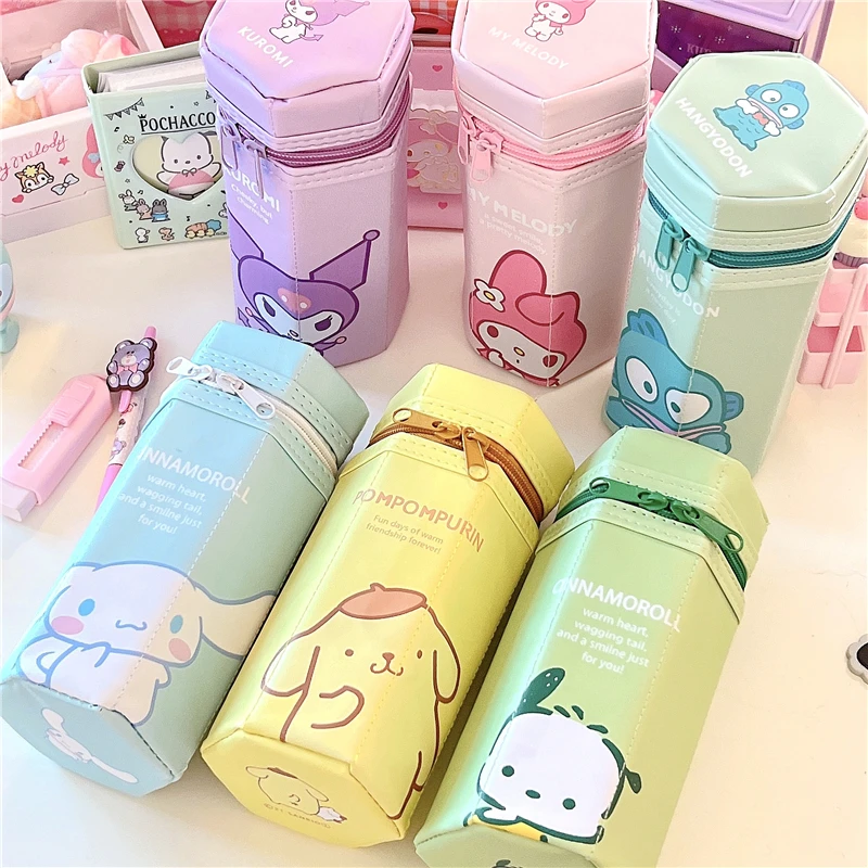 

Sanrio My Melody Octagonal Cartoon Pen Holder Large Capacity Kuromi Cinnamoroll Pencil Case Student Stationery Pen Case Korean