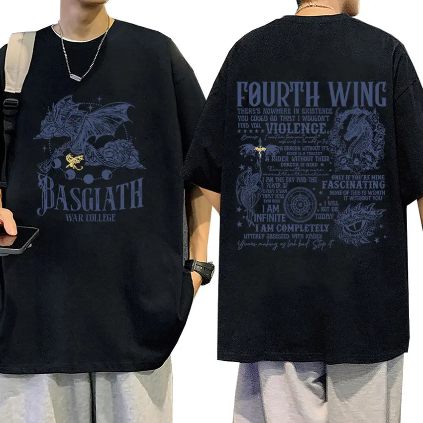 Basgiath War College Fourth Wing Dragon Rider Print Tee Shirt Men Women Harajuku Oversized Cotton T-shirts Tops Fashion Clothing