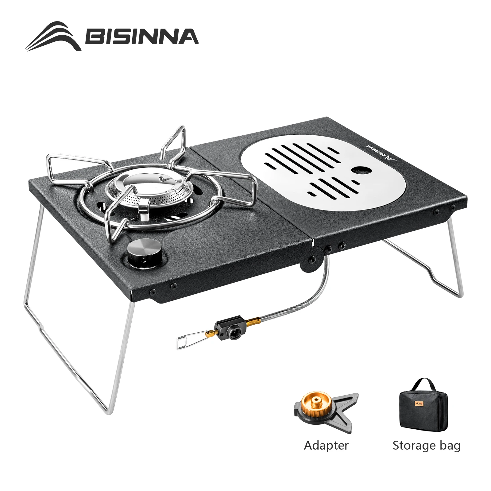 BISINNA 4200 W tragbarer IGT-Gasherd, integrierter/Desktop-Camping-Ausrüstung mit doppeltem Verwendungszweck, Outdoor-Brenner zum Wandern, Kochen, Tee, Brauen