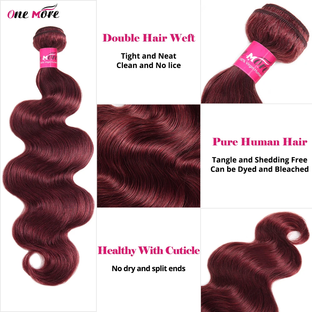 28 30 Inch Burgundy 99j Body Wave Bundles Red Colored Human Hair Bundles 1/3/4 PCS Bundle Deals Brazilian Hair Weave Bundles