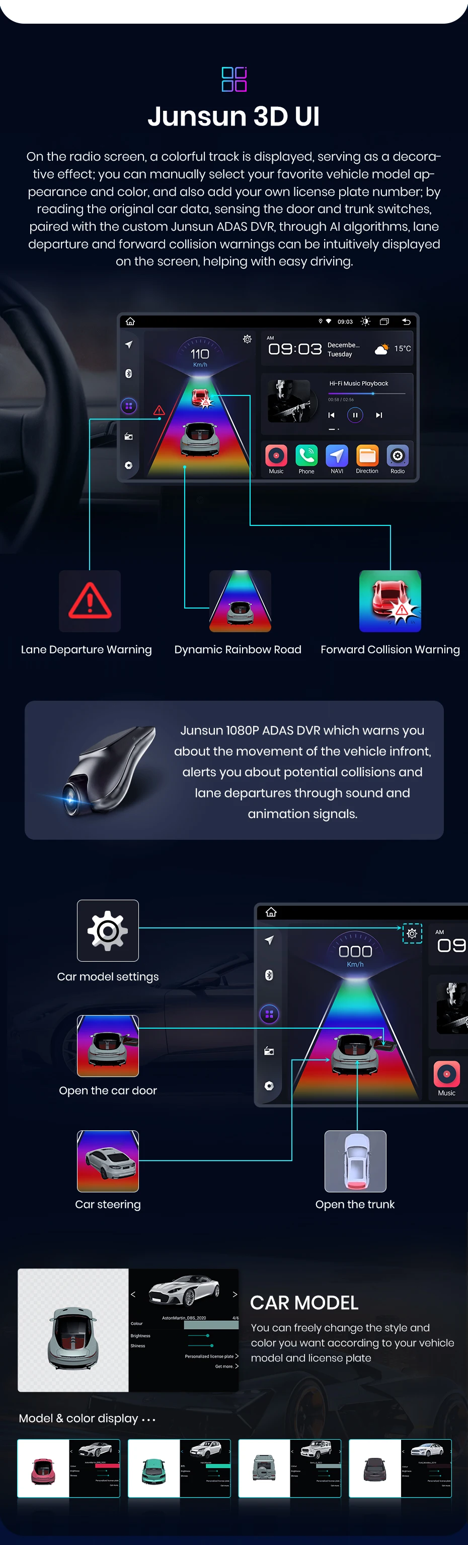 Junsun carplay android auto autoradio für nissan qashqai j10 2011-2015 gps intelligente systeme tereo multimedia autoradio – Detail 9