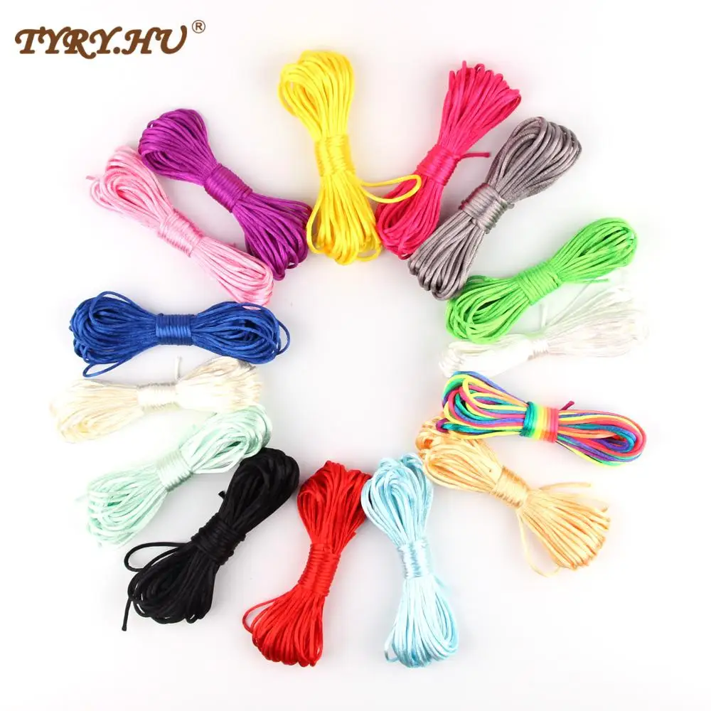 TYRY.HU 20meters Satin Silk Rope 2mm Nylon Cord for Baby Mom Jewelry Making Teething Necklace Rattail Cord Baby Toys Accessories