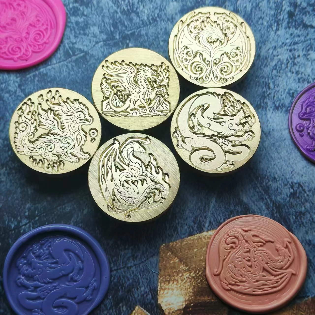 Dragon themed brass seal, fireproof paint seal head, fireproof paint, accessories, only available for sale, 3cm, 1 piece