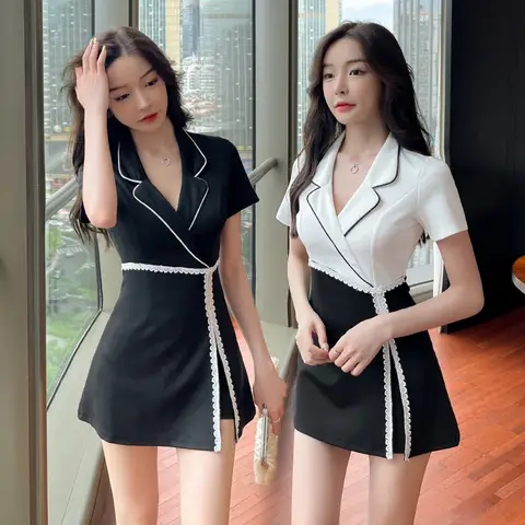 여성 작업복 셔츠, 짧은 치마, 세트 호텔 웨이터 미용실 스파 마사지, 네일 카페 발 목욕 기술자 작업복 유니폼