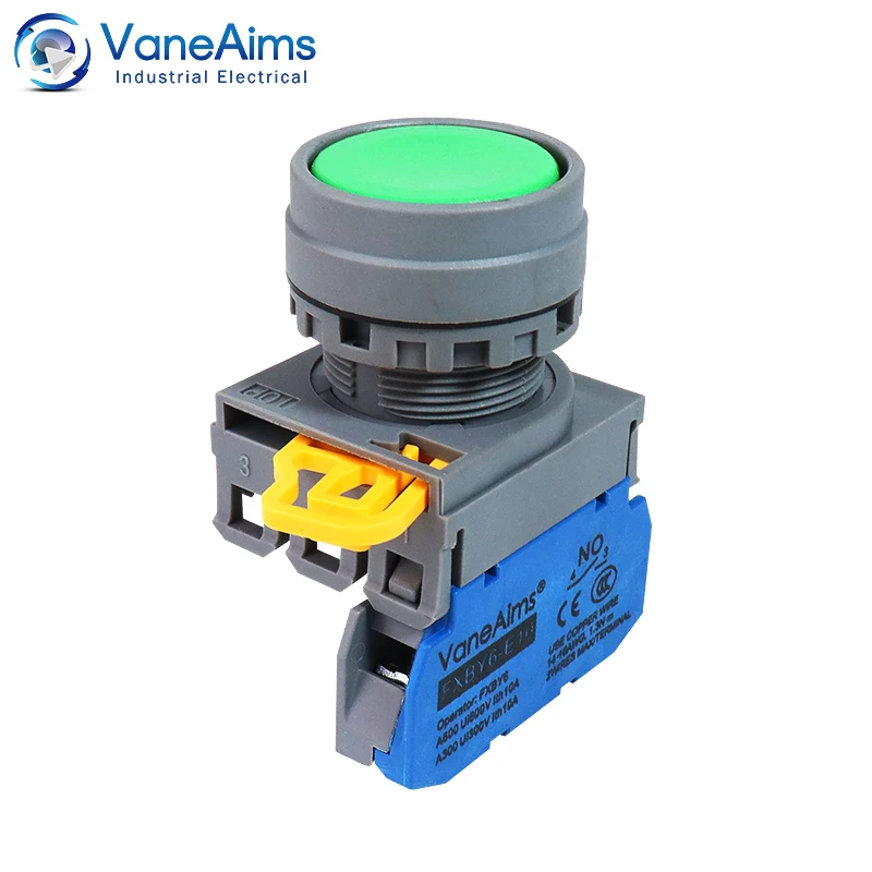 VaneAims 22mm Plastic Switch FXBY6 Momentary Self-Locking Power Plane Button Switch 1NO 1NC Red Yellow Blue Green White Black