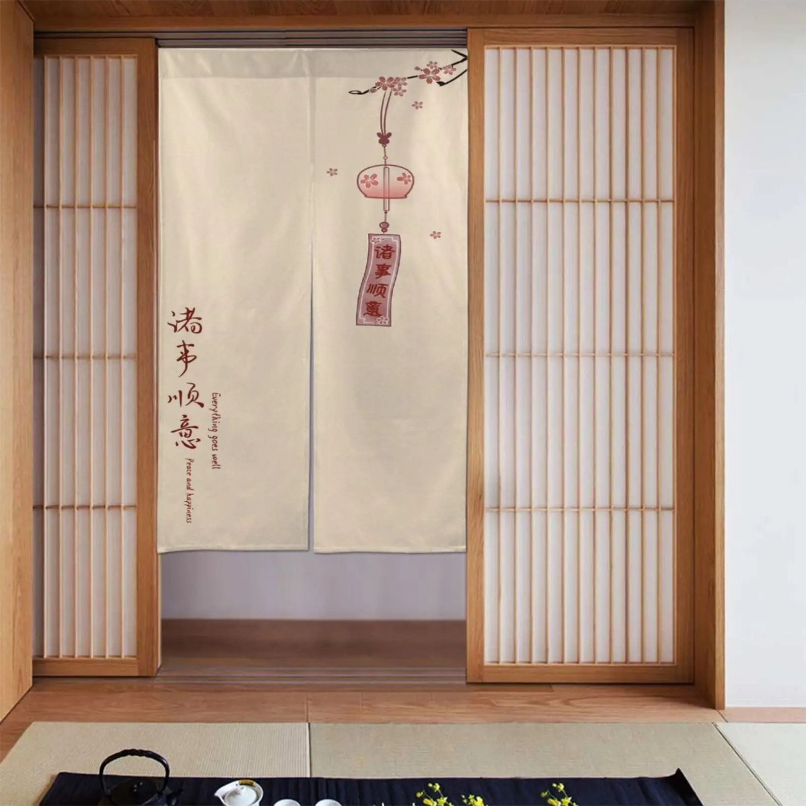 Cortina de puerta con diseño de estilo japonés con temática de montaña y mar de VIKAMA, cortina divisoria para habitaciones, para pasillos y entradas, decoración del hogar