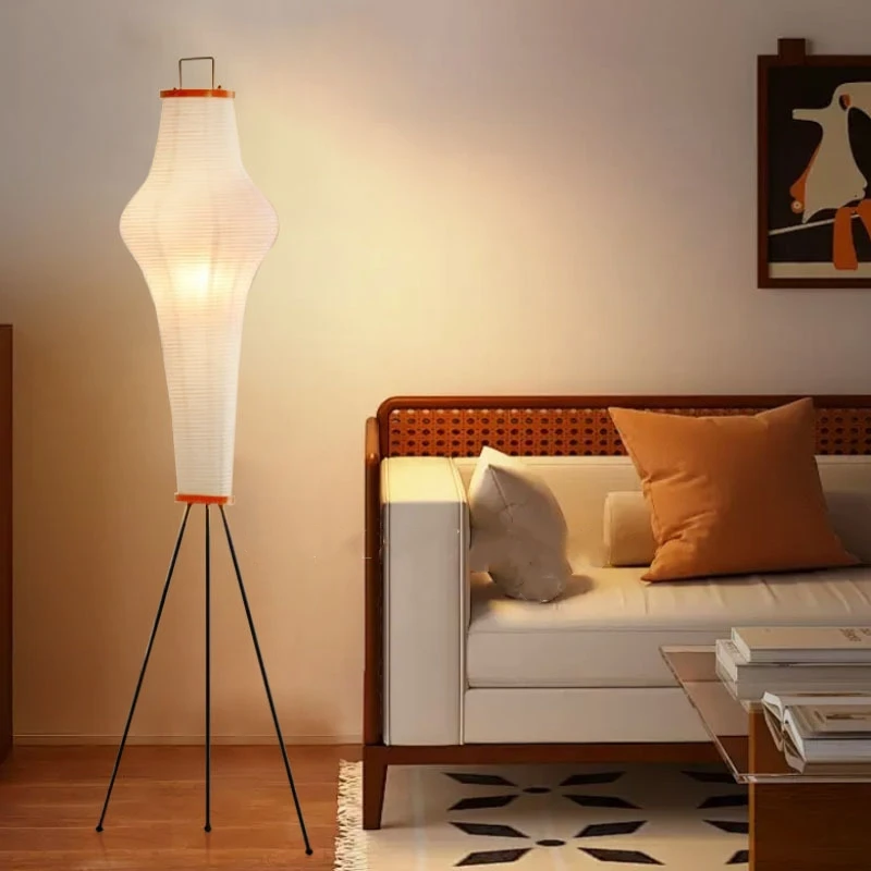 Akari Rice Paper Floor Lamp Led Stand Light with E27 Bulb for Living Room Bedroom