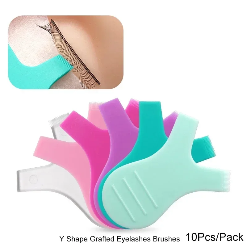 10pcs Makeup Eyelash Brushes Reuseable Plastic Clean Comb Y shape Eyelashe Lifting Curler Eye Lash Extension Perm eyelashe Tools