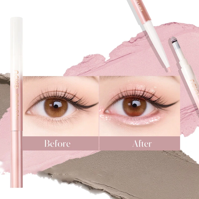 両端アイライナーとハイライタースティック、防水アイシャドウスティック、長持ち、汚れ防止ハイライター、簡単に適用できます。