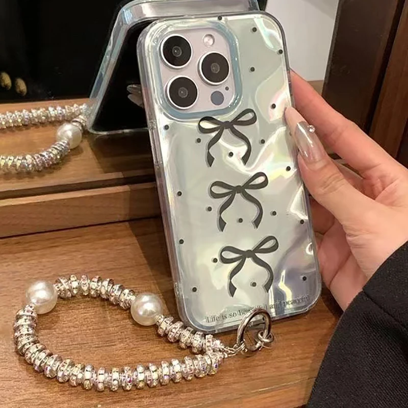 لؤلؤة ثلاثية الأبعاد Bowknot النقاط سلسلة الحال بالنسبة ممن لهم رينو 13 12 FS 11F 13F 12F 11 10 برو 5G 8 7 4G 6 5 لايت البحث X3 لايت غطاء الهاتف حالات